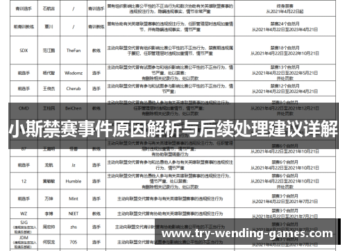 小斯禁赛事件原因解析与后续处理建议详解