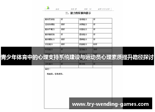青少年体育中的心理支持系统建设与运动员心理素质提升路径探讨
