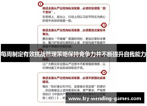 每周制定有效挑战管理策略保持竞争力并不断提升自我能力